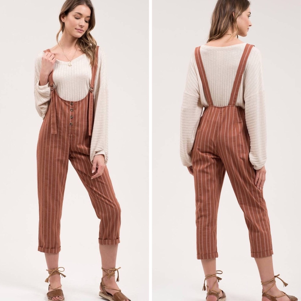 🆕 Cinnamon Pinstriped Jumpsuit
